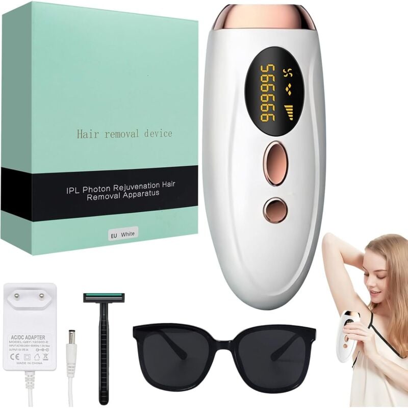 Pulsed Light Hair Remover, IPL Devices Laser Hair Removal, Laser Hair Removal, Painless Epilator for Face, Armpits, Arms, Legs and Body (White)