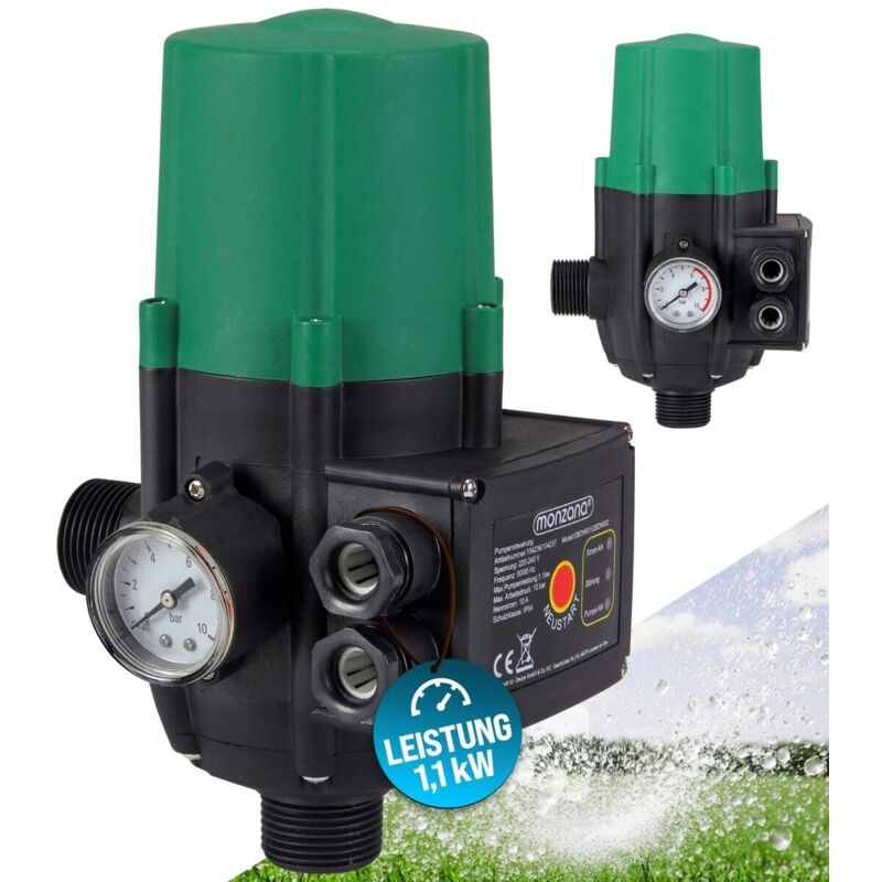 MONZANA® Pumpensteuerung Trockenlaufschutz 10 bar Druckschalter Hauswasserwerk Pumpendruckregler Pumpenschalter Druckwächter Baranzeige ohne Kabel