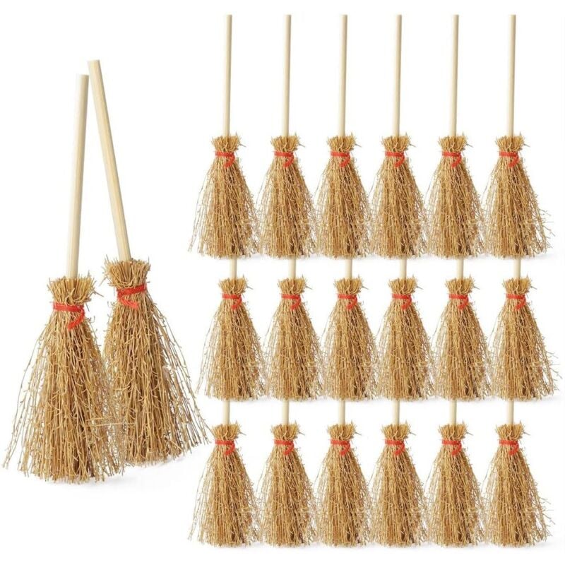 Bluedeer - Puppenhaus Besen Wichtel Miniatur: 1/12 Maßstab Hexenbesen für Garten Fee - Mini Reisigbesen Holz Rustikal für Herbst Halloween 20 Stk
