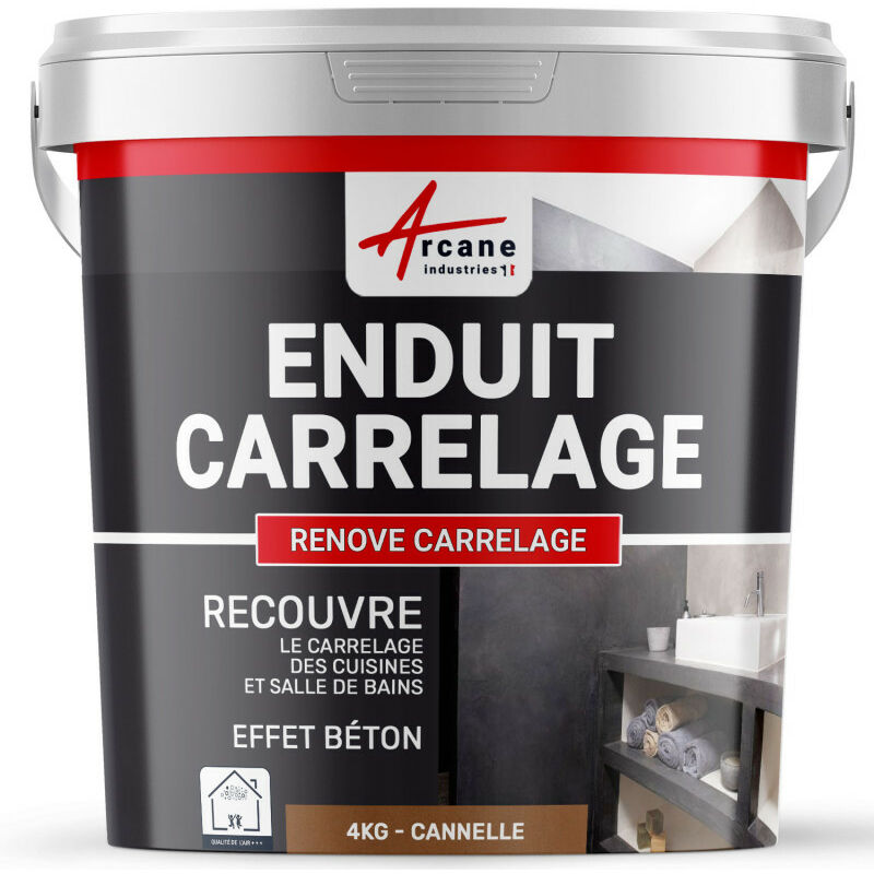 Arcane Industries - Putz für Fliesen - Fliesen verputzen - Betonbeschichtungs-Effekt - renove carrelage - Zimt - Kit 4kg - 2.6m² für 2 Schichten