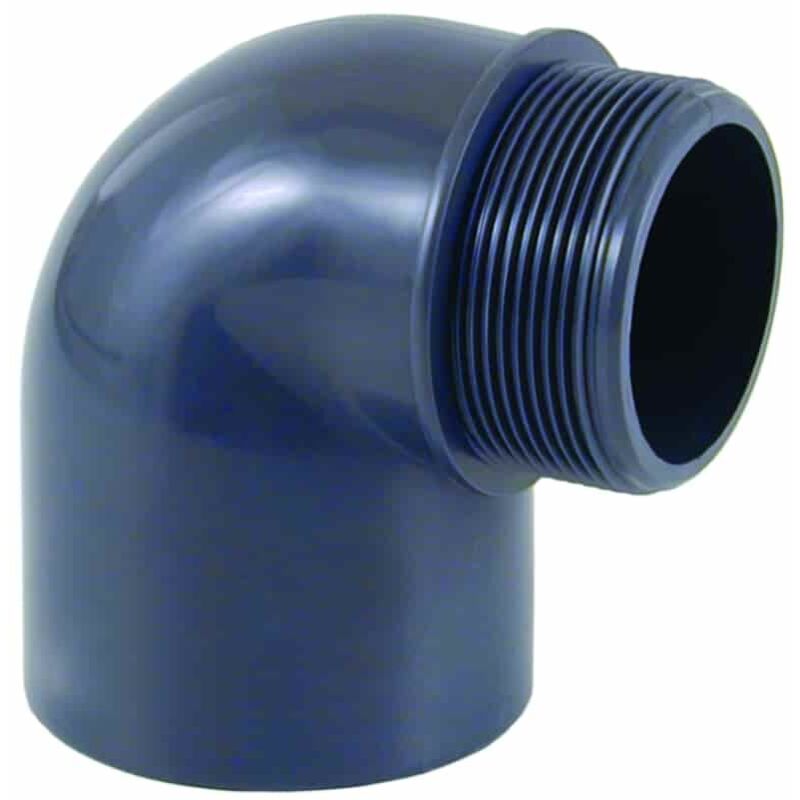 PVC Winkel 50mm, 90 Grad, PVC Fitting Muffe x AG, PN10