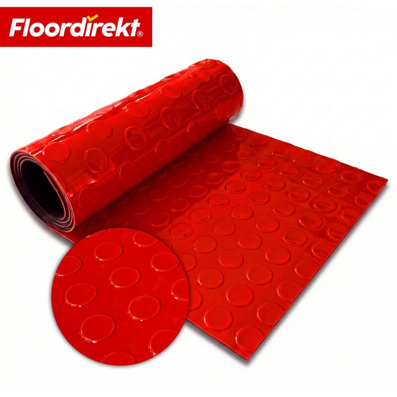 PVC-Bodenbelag Coin Mirror Coin-Optik Flachnoppen Rot 110 Breitex 300 cm