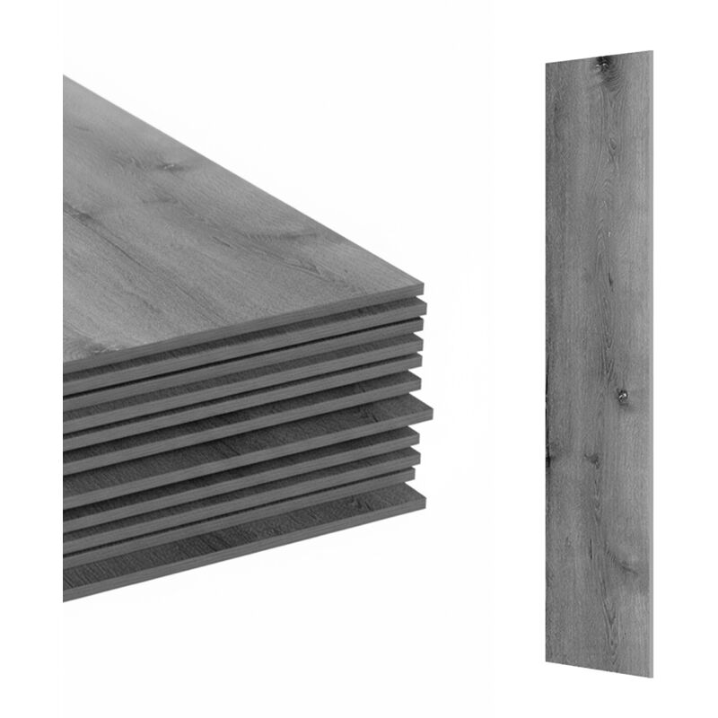 Relaxdays PVC Bodenbelag selbstklebend, 5m²/36 Stück, Holzoptik, Bad, Küche, Klebefliesen 91x15 cm, rutschfest, hellgrau