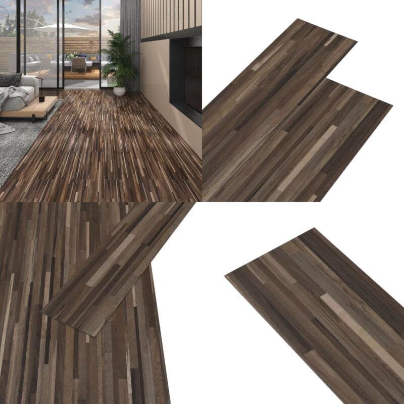 Vidaxl - PVC-Fliesen 5,02 m² 2 mm Selbstklebend Braun Gestreift - pvc Bodenbelag - Selbstklebender Boden - Vinyl Boden - Wohnraum Dekoration