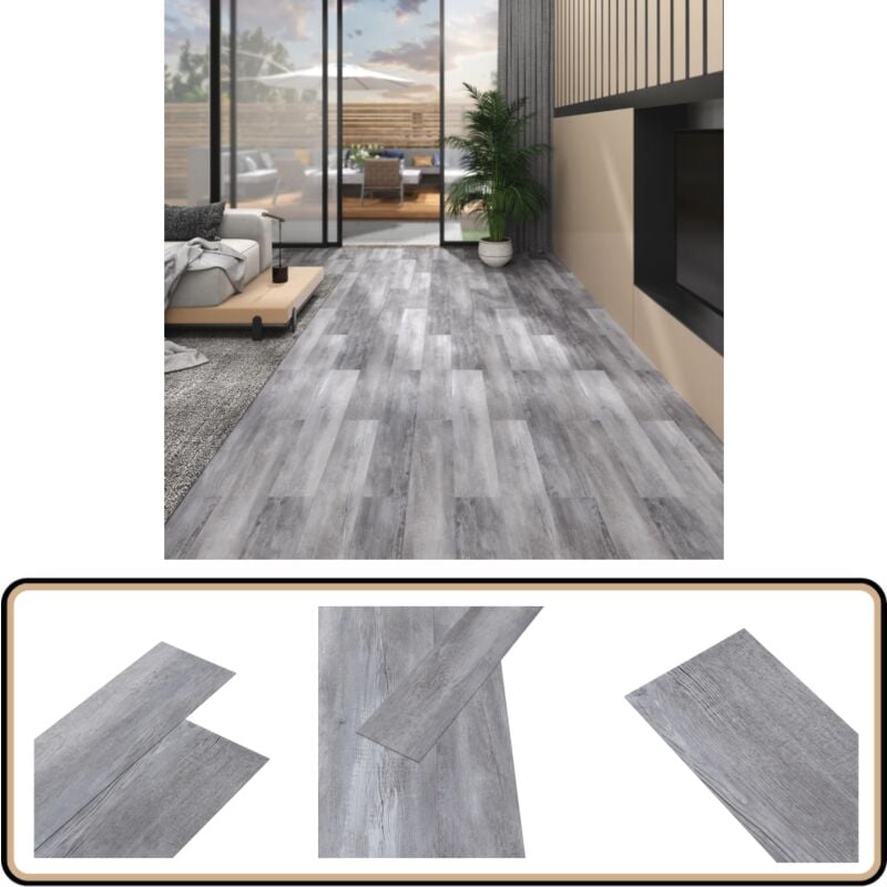 PVC-Fliesen 5,02 m² 2 mm Selbstklebend Matt Holz Grau - PVC-Böden - Selbstklebende Fliesen - Vinylboden - Wohnraumgestaltung - Küchenboden