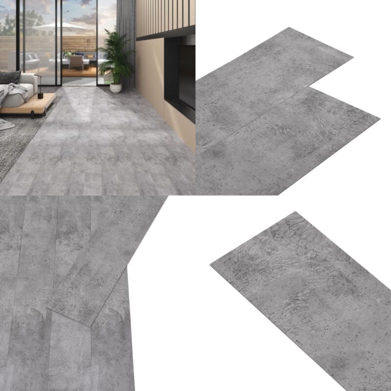 PVC-Fliesen 5,02 m² 2 mm Selbstklebend Zementbraun - pvc Bodenbelag - Zementbraun - Klick Vinyl - Wohnraum - Küchenboden - Home & Living