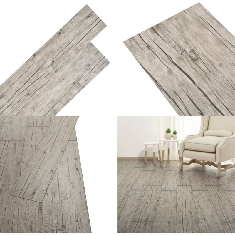 PVC-Fliesen Nicht Selbstklebend 5,26 m² 2mm Eiche Getüncht - pvc Boden - Vinyl Boden - Eichenoptik - Wohnraum - Badezimmer - Home & Living