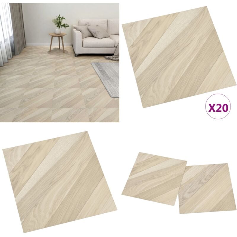 PVC-Fliesen Selbstklebend 20 Stk. 1,86 m² Beige Gestreift - pvc Fliesen - Selbstklebender Bodenbelag - Wohnzimmer Dekoration - Küche Boden