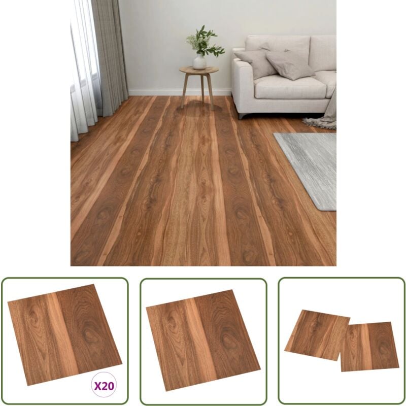 The Living Store PVC-Fliesen Selbstklebend 20 Stk. 1,86 m² Braun - PVC Fliesen - Vinyl Boden - Selbstklebender Bodenbelag - Wohnraum Dekoration