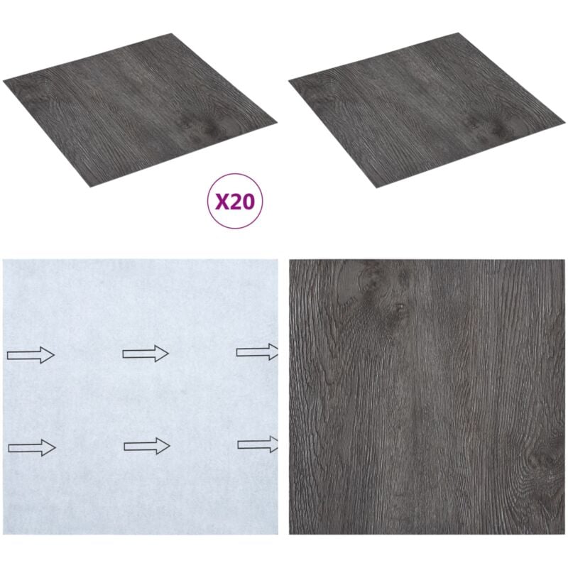 PVC-Fliesen Selbstklebend 20 Stk. 1,86 m² Braun - PVC Fliesen - Vinyl Boden - Selbstklebender Bodenbelag - Wohnraum Dekoration - Badezimmer Boden