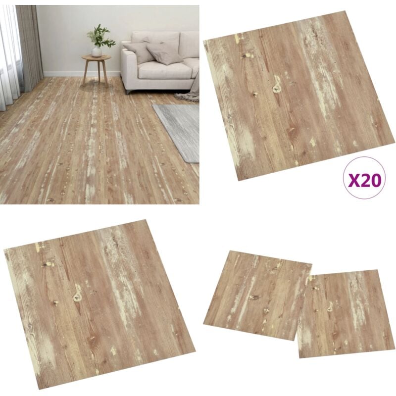PVC-Fliesen Selbstklebend 20 Stk. 1,86 m² Braun - pvc Fliesen - Selbstklebender Bodenbelag - Brauner Boden - Wohnzimmer Dekoration - Küche Design
