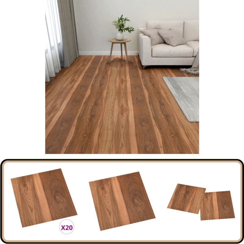 PVC-Fliesen Selbstklebend 20 Stk. 1,86 m² Braun - PVC Fliesen - Vinyl Boden - Selbstklebender Bodenbelag - Wohnraum Dekoration - Badezimmer Boden