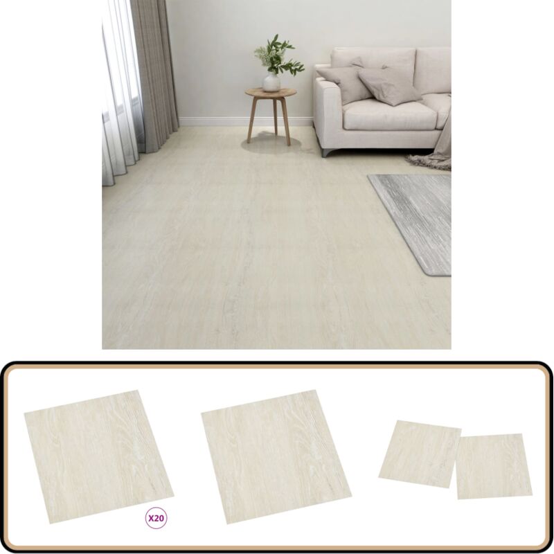 PVC-Fliesen Selbstklebend 20 Stk. 1,86 m² Creme - PVC Fliesen - Selbstklebender Bodenbelag - Creme Farbig - Wohnzimmer Dekoration - Küche Design