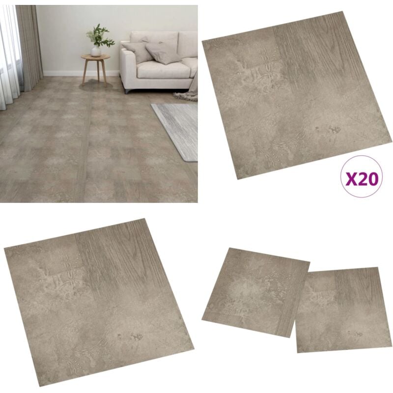 PVC-Fliesen Selbstklebend 20 Stk. 1,86 m² Grau - pvc Fliesen - Vinylboden - Selbstklebender Bodenbelag - Grauer Boden - Wohnraum Dekoration - Home &