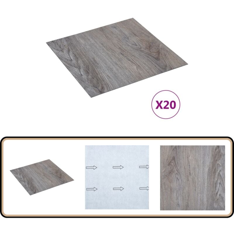 PVC-Fliesen Selbstklebend 20 Stk. 1,86 m² Hellbraun - PVC Fliesen - Vinyl Bodenbelag - Selbstklebender Boden - Wohnaccessoires - Badezimmer Zubehör
