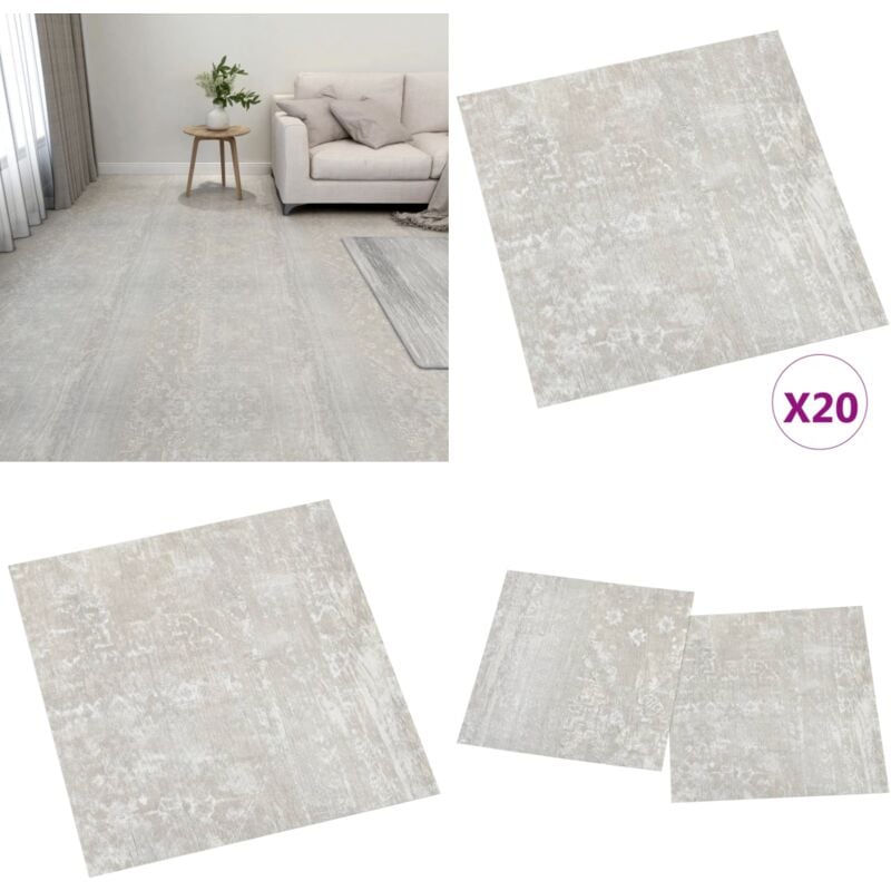 PVC-Fliesen Selbstklebend 20 Stk. 1,86 m² Hellgrau - pvc Fliesen - Selbstklebender Bodenbelag - Design Vinylboden - Hellgraue PVC-Fliesen - Wohnraum