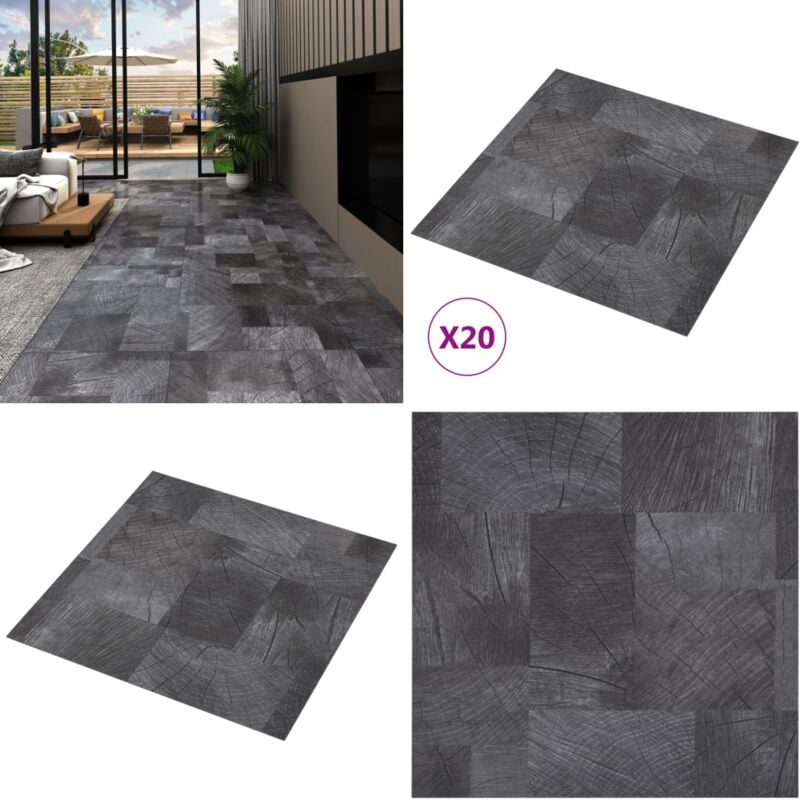 PVC-Fliesen Selbstklebend 20 Stk. 1,86 m² Holzoptik - pvc Fliesen - Selbstklebender Bodenbelag - Holzoptik - Grauer Vinylboden - Wohnzimmer