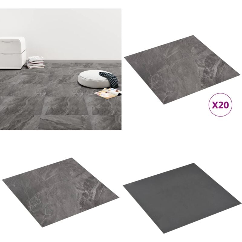 Vidaxl - PVC-Fliesen Selbstklebend 20 Stk. 1,86 m² Schwarz - pvc Fliesen - Selbstklebender Bodenbelag - Design Vinyl - Wohnzimmer Dekoration - Küche