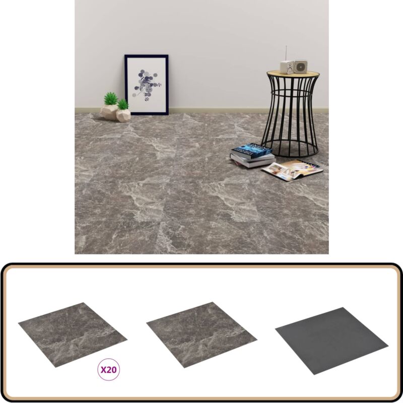 PVC-Fliesen Selbstklebend 20 Stk. 1,86 m² Schwarz Marmor-Optik - PVC Fliesen - Vinyl Boden - Marmor Optik - Selbstklebender Bodenbelag - Badezimmer