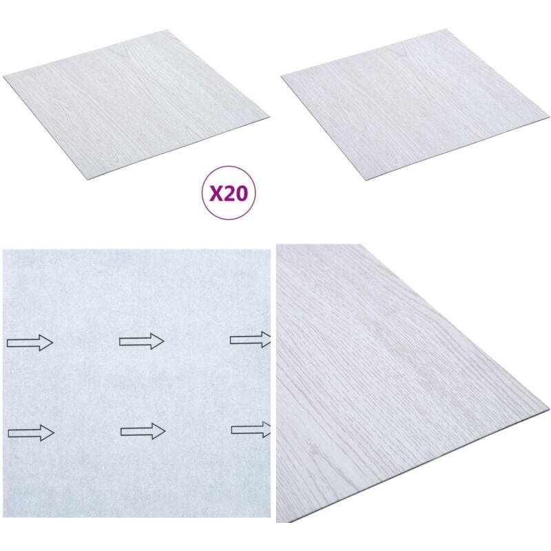 PVC-Fliesen Selbstklebend 20 Stk. 1,86 m² Weiß - pvc Fliesen - Vinyl Boden - Selbstklebender Bodenbelag - Wohnraum Dekoration - Küche Boden - Home &