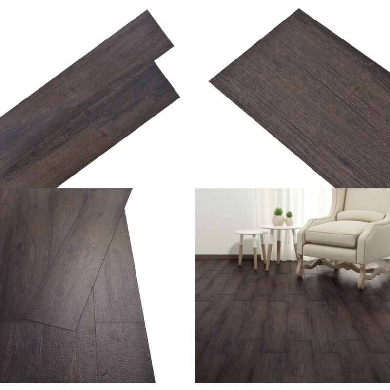 PVC-Fliesen Selbstklebend 5,02 m² 2 mm Dunkelbraun - PVC-Böden - Vinyl-Böden - Selbstklebender Bodenbelag - Wohnraumgestaltung - Badezimmermöbel