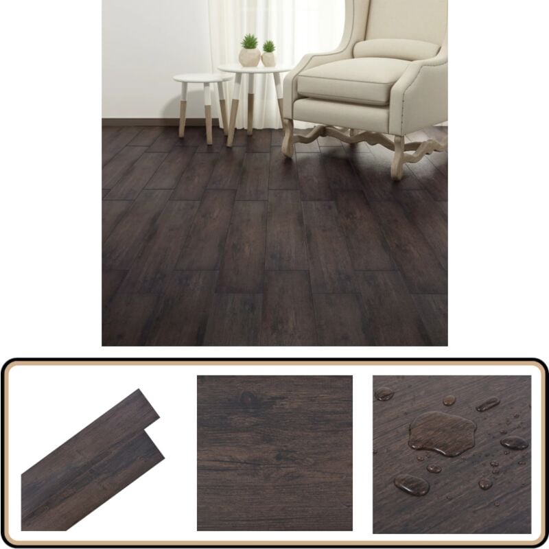 PVC-Fliesen Selbstklebend 5,21 m² 2 mm Dunkelbraun - pvc Fliesen - Vinyl Bodenbelag - Selbstklebender Bodenbelag - Wohnzimmer Boden - Küche Boden