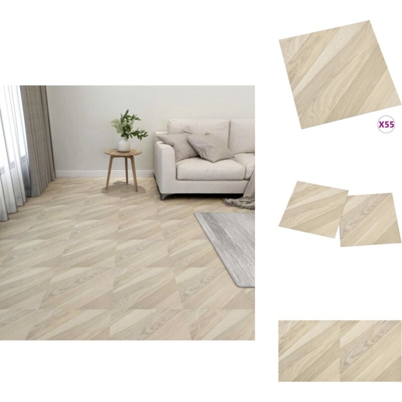 Vidaxl - PVC-Fliesen Selbstklebend 55 Stk. 5,11 m² Beige Gestreift - pvc Boden - Selbstklebender Boden - Vinyl Boden - Wohnzimmer Boden - Küche Boden