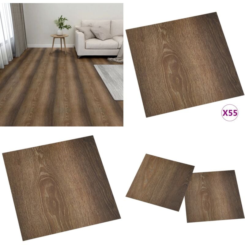 PVC-Fliesen Selbstklebend 55 Stk. 5,11 m² Braun - PVC Fliesen - Vinylboden - Selbstklebender Bodenbelag - Brown Floor Tiles - Wohnzimmerboden - Home