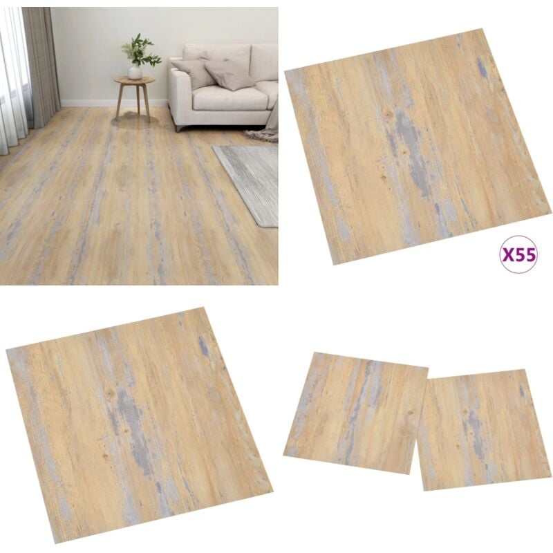 Vidaxl - PVC-Fliesen Selbstklebend 55 Stk. 5,11 m² Braun - pvc Boden - Vinyl Boden - Selbstklebender Boden - Wohnraum Dekoration - Badezimmer Fliesen