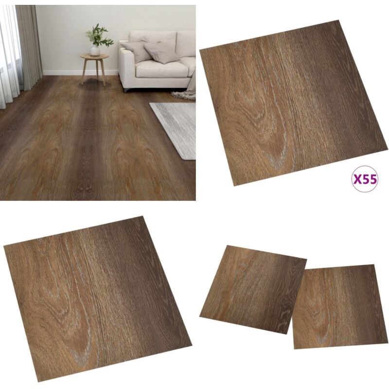 Vidaxl - PVC-Fliesen Selbstklebend 55 Stk. 5,11 m² Braun - Selbstklebender Vinylboden - PVC-Boden - Brauner Boden - Wohnzimmerboden - Küchenboden