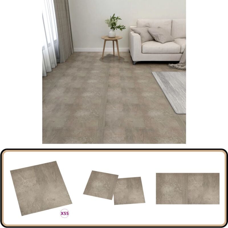 Vidaxl - PVC-Fliesen Selbstklebend 55 Stk. 5,11 m² Grau - pvc Boden - Vinyl Boden - Selbstklebender Boden - Grauer Boden - Wohnraum Dekoration