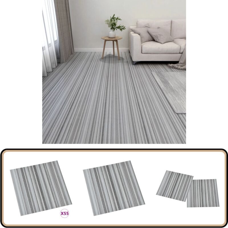 PVC-Fliesen Selbstklebend 55 Stk. 5,11 m² Hellgrau - pvc Fliesen - Vinylboden - Selbstklebender Bodenbelag - Wohnraum Dekoration - Badezimmer Boden
