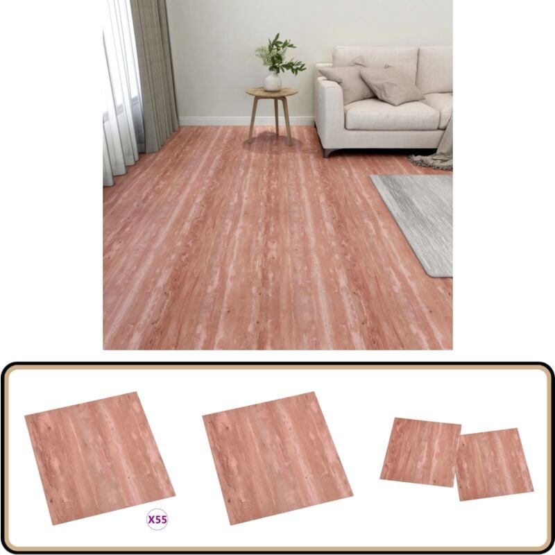 PVC-Fliesen Selbstklebend 55 Stk. 5,11 m² Rot - pvc Fliesen - Vinylboden - Selbstklebender Bodenbelag - Wohnraum Dekoration - Badezimmer Boden