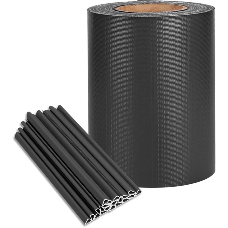 PVC Gartensichtschutz Gartenzaun Blickdicht Sichtschutzstreifen mit 20 Stücke Befestigungsclips - 35 m x 19 cm Anthrazit NAIZY