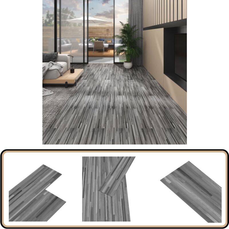 Vidaxl - PVC-Laminat-Dielen 5,02 m² 2 mm Selbstklebend Gestreift Grau - PVC-Bodenbelag - Selbstklebender Bodenbelag - Grauer Bodenbelag