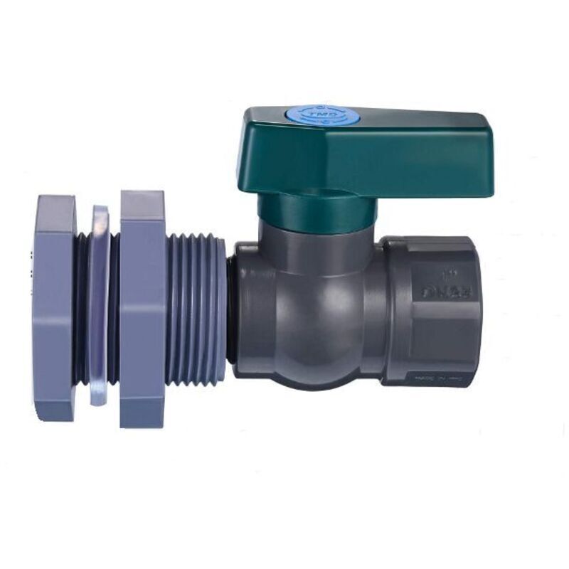 PVC-Wassertankanschluss, 1-Zoll-PVC-Regenfasshahn mit Schottverschraubung und Schlauchadapter (1 Zoll)