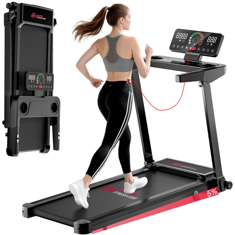 Q8 Klappbares Laufband mit Laufband, Geschwindigkeit 1-12 km/h, manuelle Steigung 5%