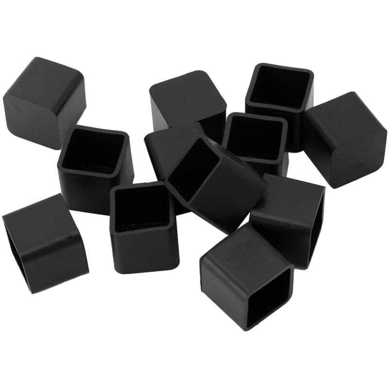 Quadratische Gummispitzen – 25 mm – geeignet für Stühle, Tische, Möbelbeine (schwarz, 12 Stück)