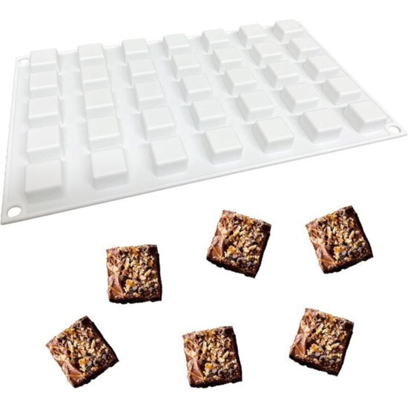 Quadratische Silikon-Schokoladenform mit 35 Mulden – für Pralinen, Eiswürfel, Bonbons und Tortendekorationen