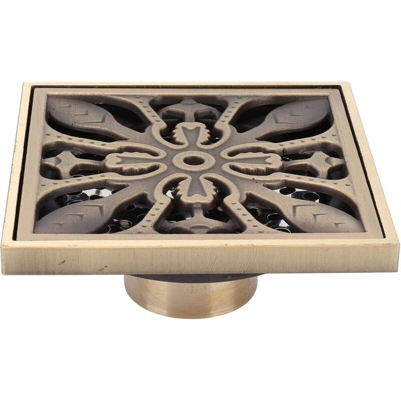 Quadratischer Bodenablauf für die Dusche, Bodenablauf für das Badezimmer, 10 x 10 cm, bronzefarben, Deodorant-Bodenablauf für die Dusche, geeignet