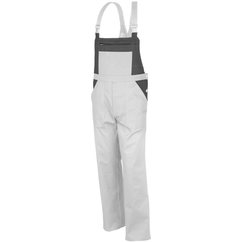 Qualitex Latzhose basic 2-farbig, Größe: 42, Farbe: weiß/grau