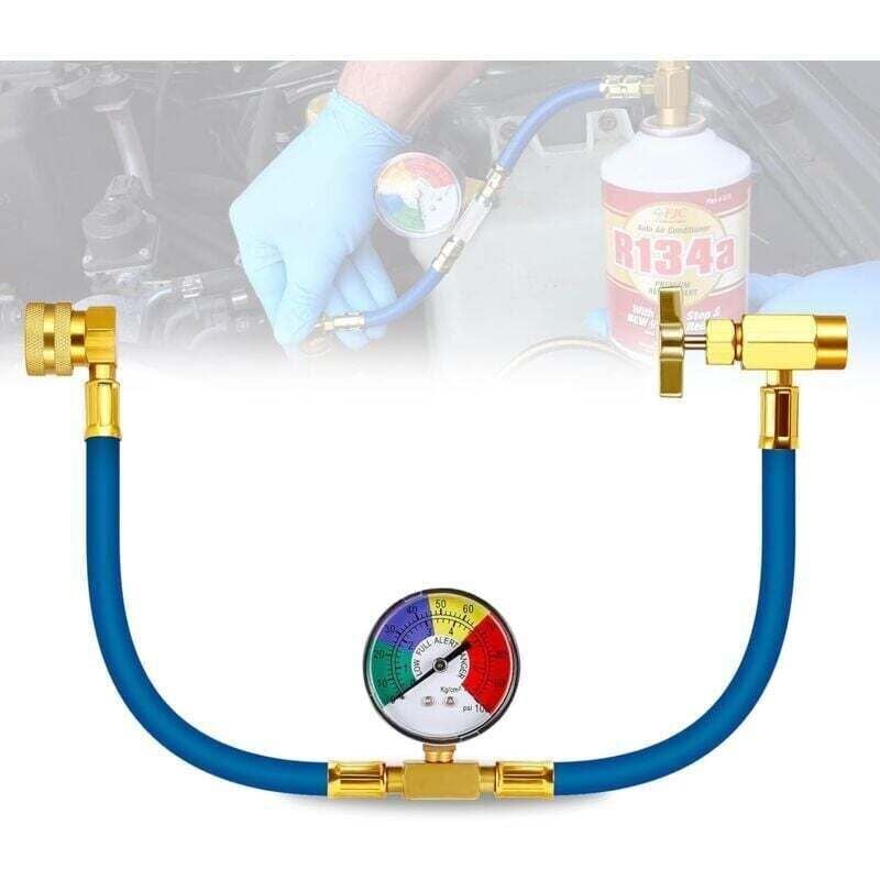 R134A-Klimaanlagen-Befüllschlauch, Kältemittel-Befüllschlauch für Klimaanlagen mit Manometer, R134A-Klimaanlagen-Nachfüllset (1/2-Zoll-Gewinde für