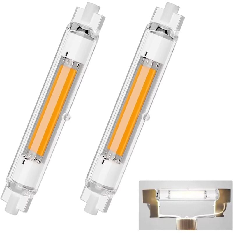 R7S LED 118mm Dimmbar, Kaltweiß 6000K 3000LM, R7S LED Lampen Ersatz für 300W J118mm Halogenstab, Led Stab Kein Flackern, 360°Abstrahlwinkel, 2er Pack