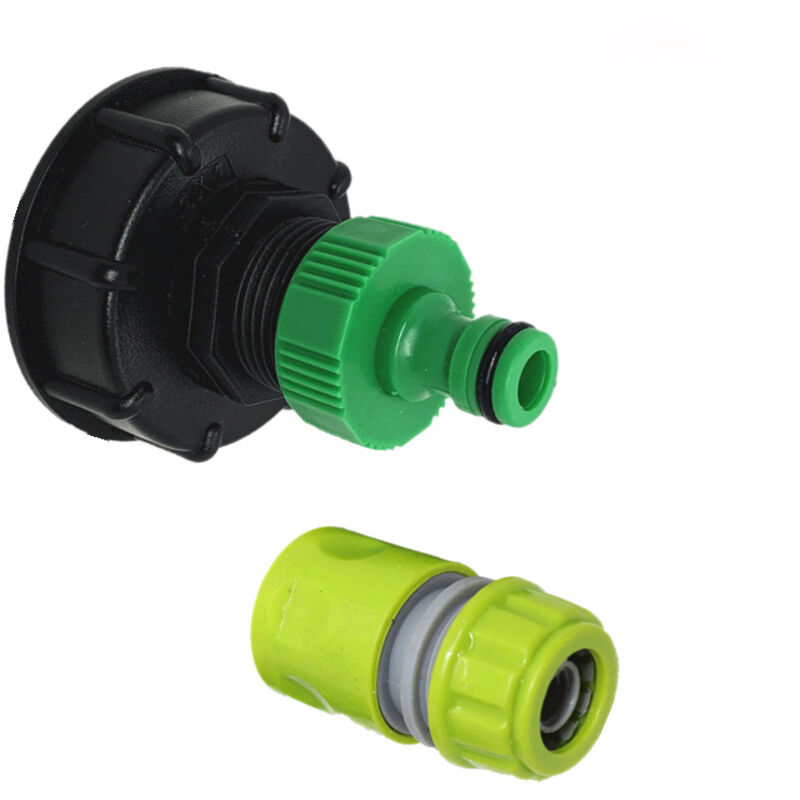 S60x6-Armatur mit 1-Zoll-Schnellverschluss-Hahnanschluss für IBC-Tank, 1000 l Regenwassernutzung (1-Zoll-90-g-Armatur und 4-Punkt-Schlauchanschluss)