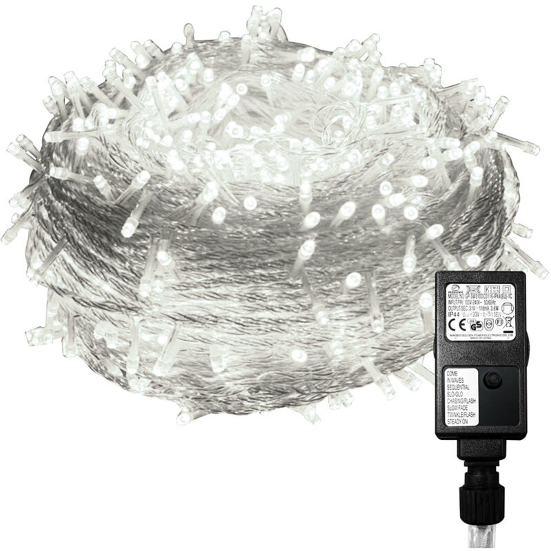 Randaco 10M 100 LED Lichterkette Kaltweiß 8 Lichtmodi Lichterketten Party Garten Innen Deko Weihnachtsbeleuchtung