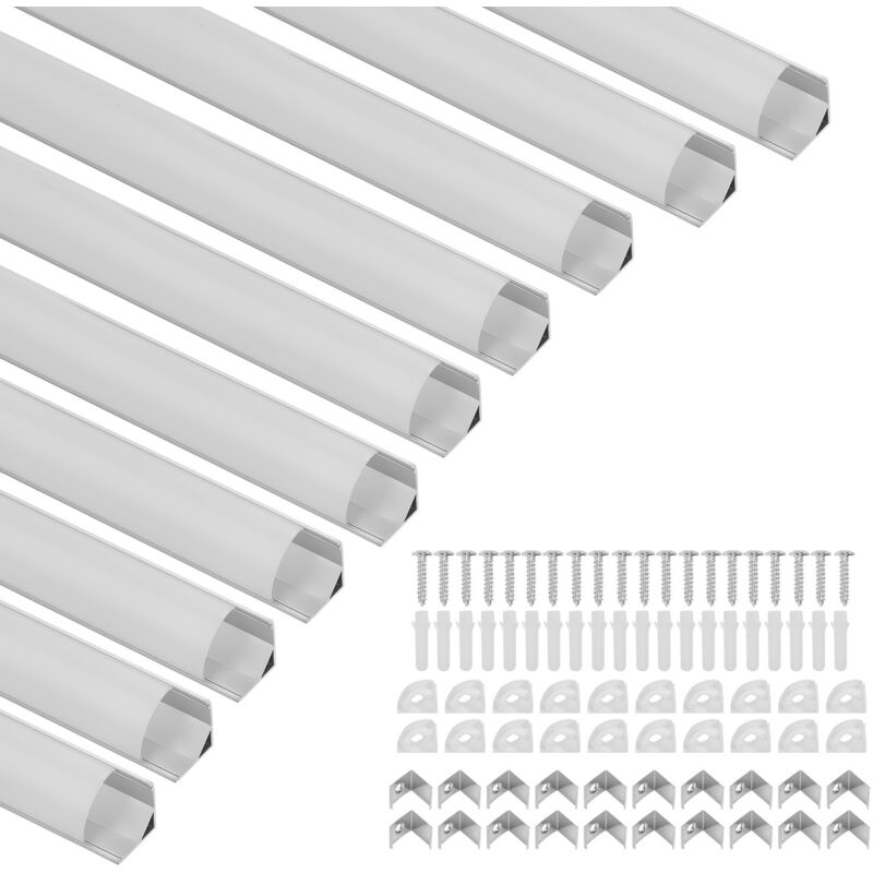 Randaco 10x1m LED Alu Profil Aluminium Profil Schiene LED Leiste LED Kanal für LED Strip Profil Modelle V-form