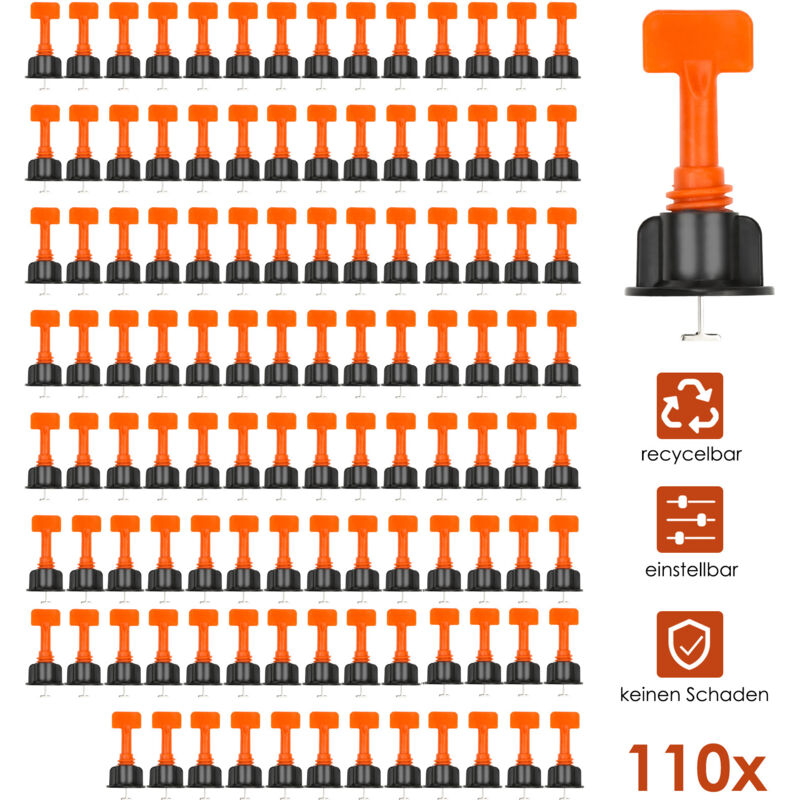 Randaco 110 Stück Fliesen Nivelliersystem Kit Wiederverwendbar Fliesen Nivellierer Set Verstellbar Fliesen Abstandshalter mit Spezialschlüssel