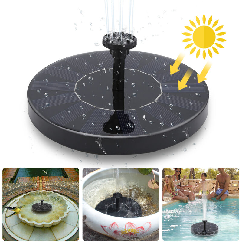 Randaco 1,5W Solarpumpe Solar Springbrunnen Solar Rund ⌀160mm für Garten, Vogel-Bad, Wasserspiel Dekoration, Teich Solar Fontäne Pumpe