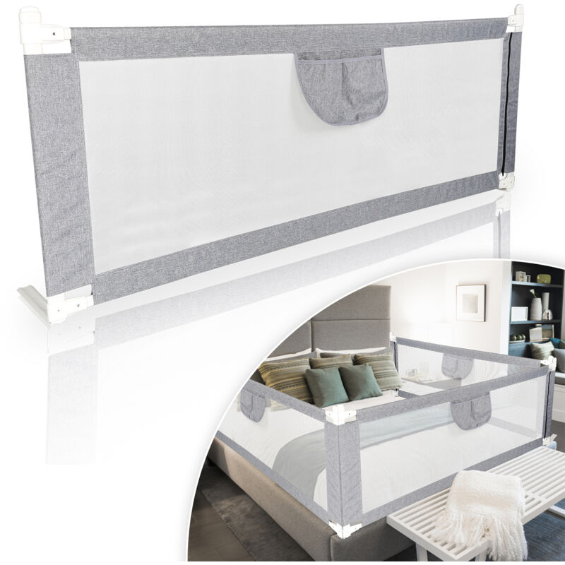 Randaco Bettgitter 200x80 cm Bettschutzgitter Kinderbettgitter für Kinder Klappbar Höhenverstellbar Rausfallschutz passend für Kinderbetten,