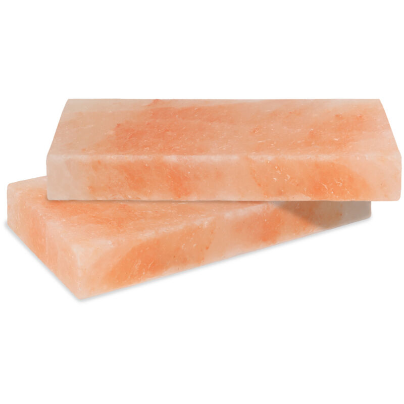 Randaco 2x Himalaya Salzstein 20x10x2,5 cm Grillstein für BBQ Holzkohle & Gasgrill Natur Salzplatte Kristall